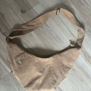 American Eagle Outfitters Suede Crescent Shoulder Bag in Tan